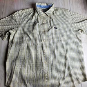 Vintage 90's Chaps Easy Care Yellow & Blue Check Squares Short Sleeve XXL shirt